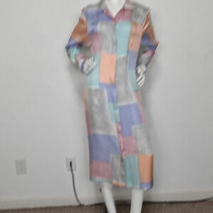 Icinoo Vintage Patchwork Cottagecore Silk Bohemian Midi Coquette Shirt Dress 10